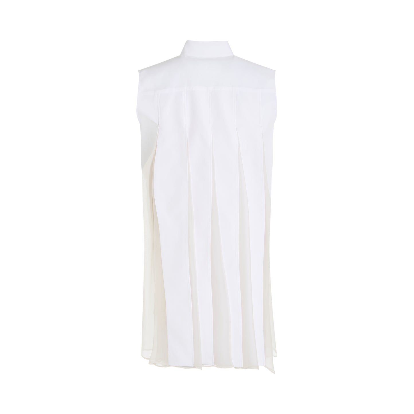 Sleeveless Thomas Mason Cotton Poplin Dress in Off White