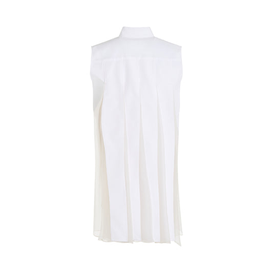 Sleeveless Thomas Mason Cotton Poplin Dress in Off White