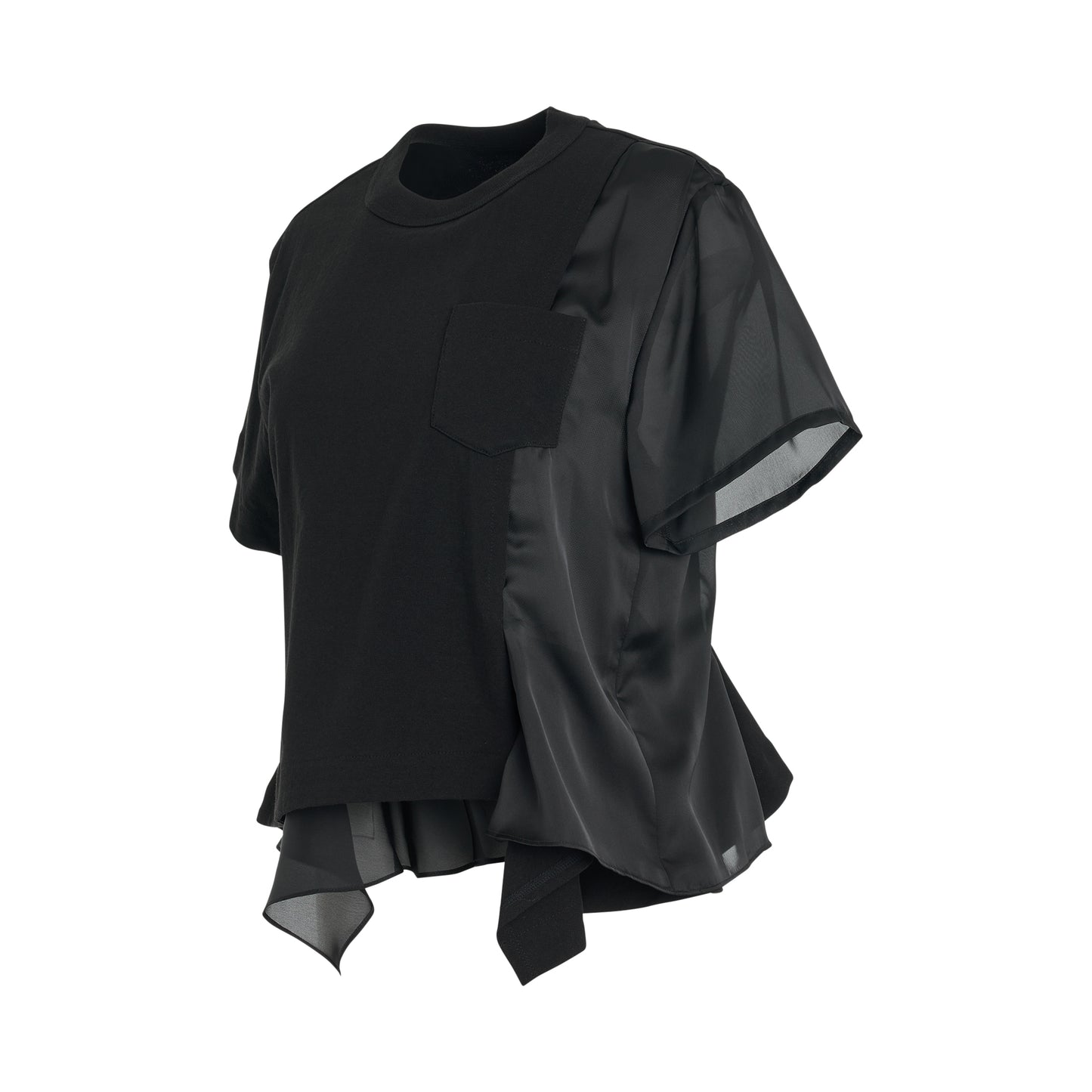 Cotton Layered T-Shirt in Black