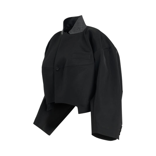 Double-Faced Silk Cotton Jacket in Black