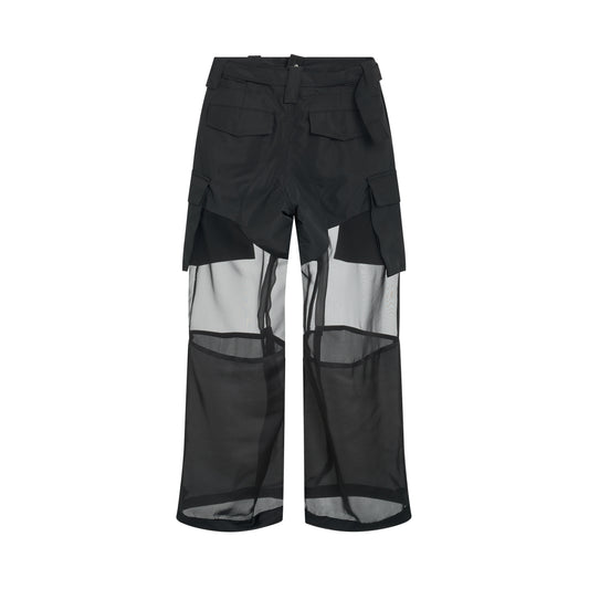 Fabric Combo Pants in Black