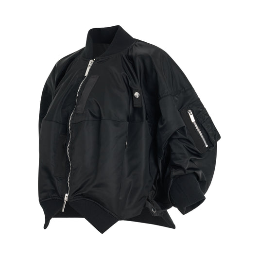 Nylon Twill Balloon Blouson in Black