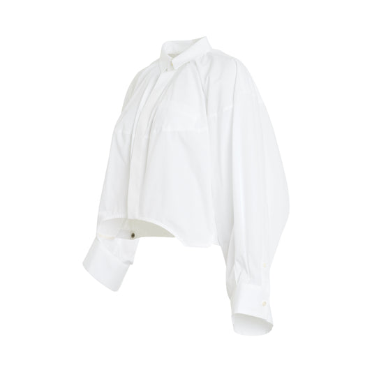 Cotton Poplin Balloon Shirt in Off White