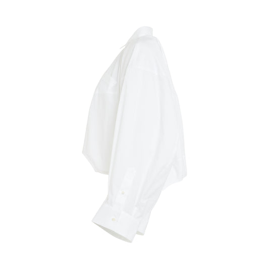 Cotton Poplin Balloon Shirt in Off White