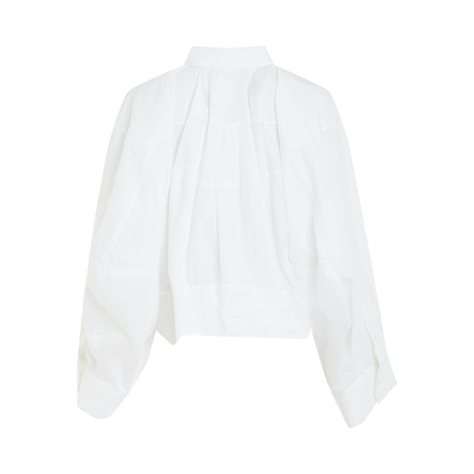 Cotton Poplin Balloon Shirt in Off White