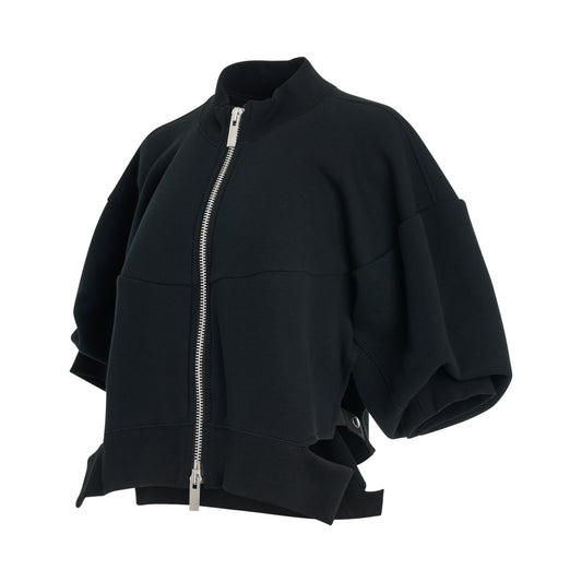 Sponge Zipped Sweatshirt Blouson in Black