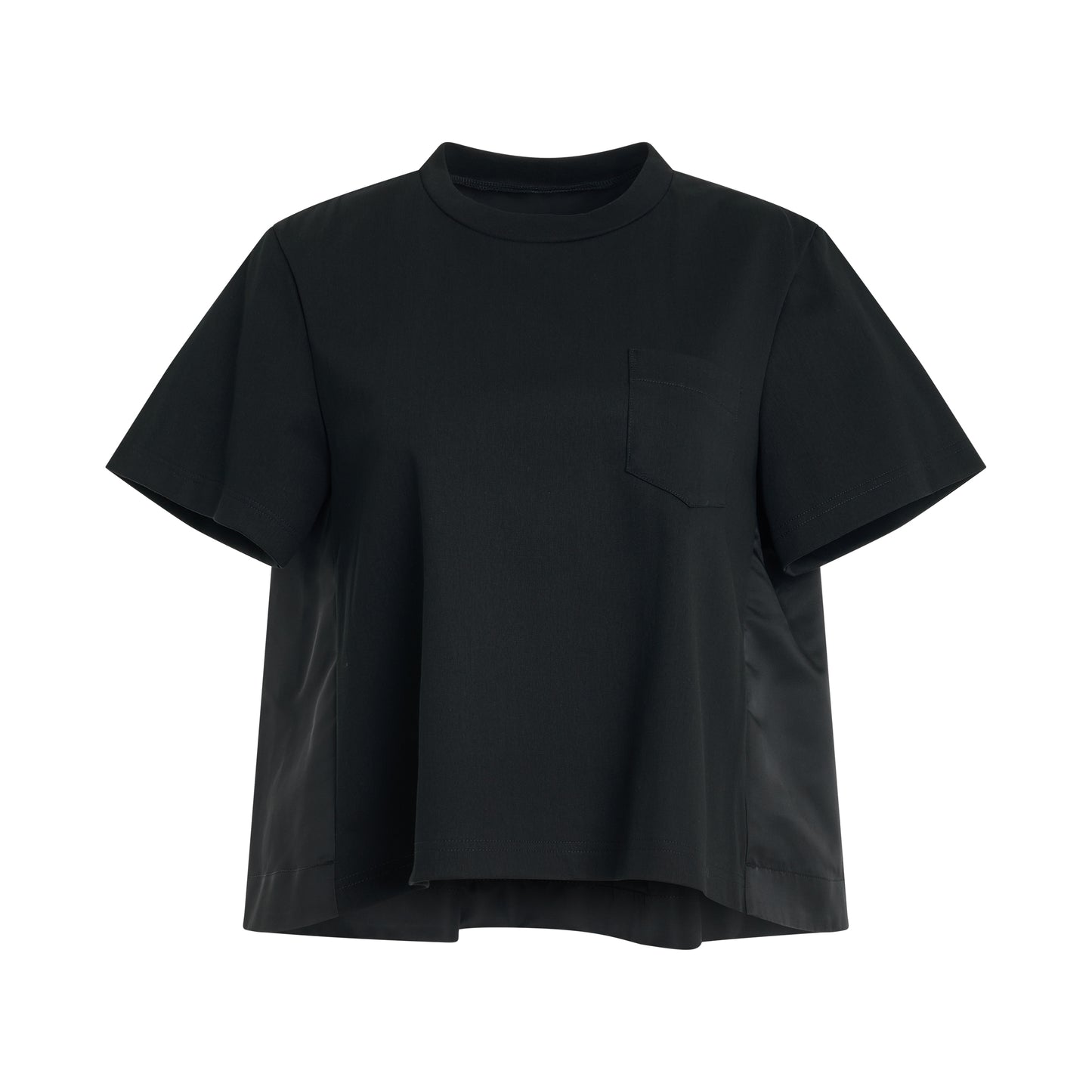 Cotton Jersey x Nylon Twill T-Shirt in Black