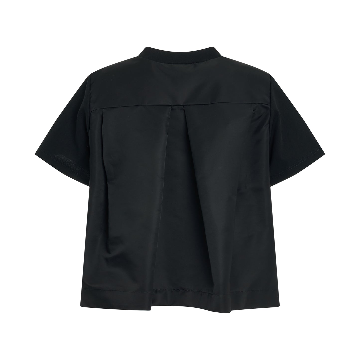Cotton Jersey x Nylon Twill T-Shirt in Black