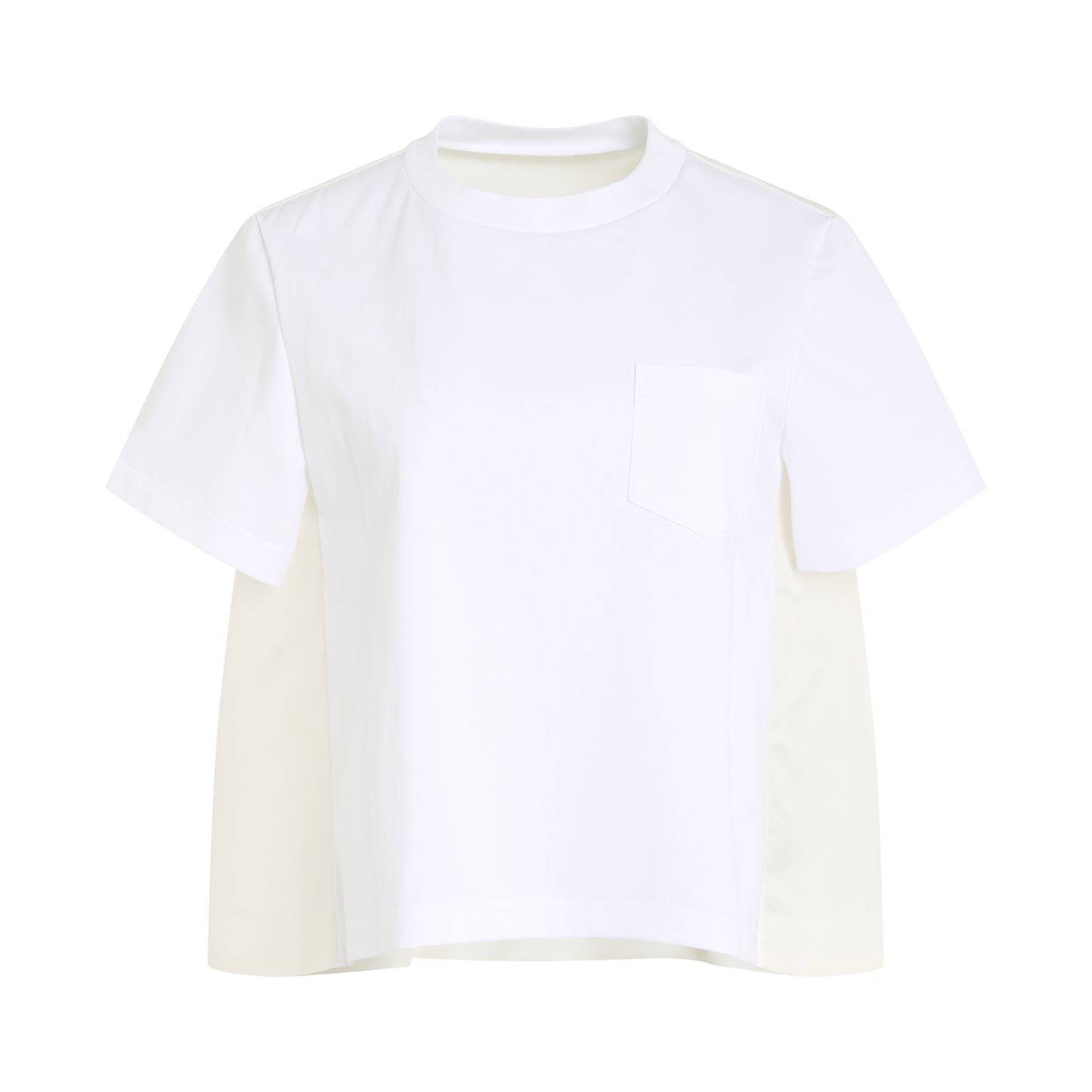 Cotton Jersey x Nylon Twill T-Shirt in Off White