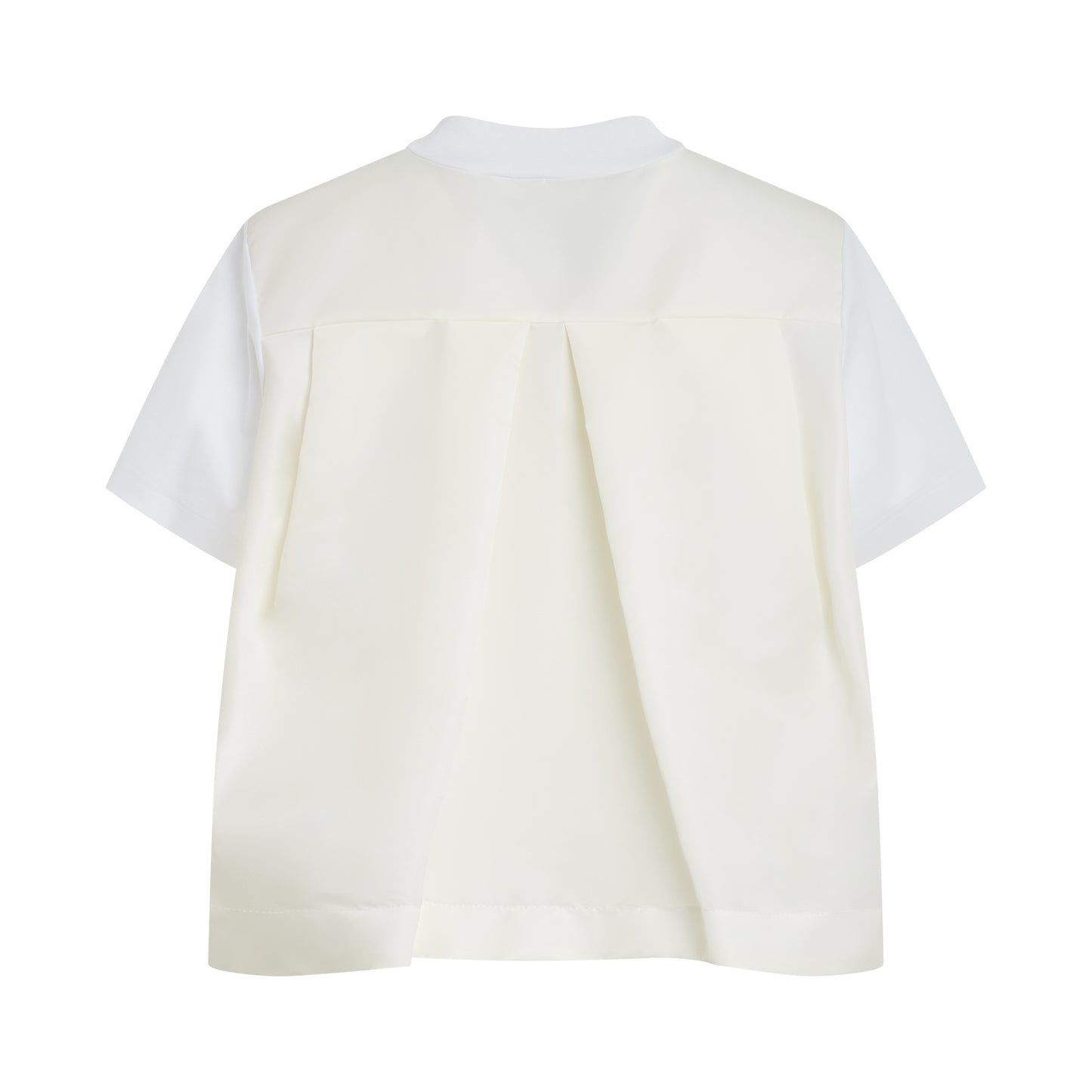 Cotton Jersey x Nylon Twill T-Shirt in Off White