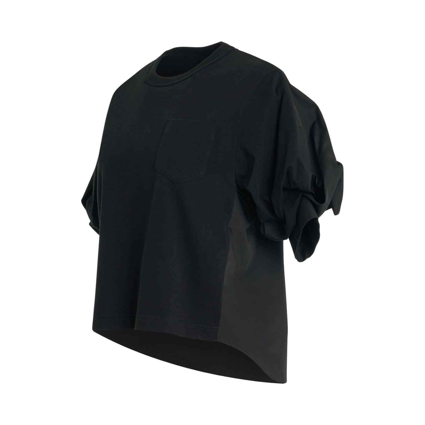 Cotton Poplin x Cotton Jersey T-Shirt in Black