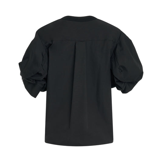 Cotton Poplin x Cotton Jersey T-Shirt in Black