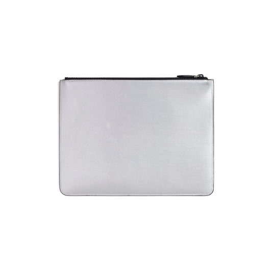 Classic Large Zipped Pouch in Silver