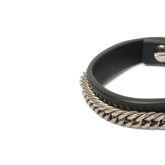 Leather Bracelet Chain in Black