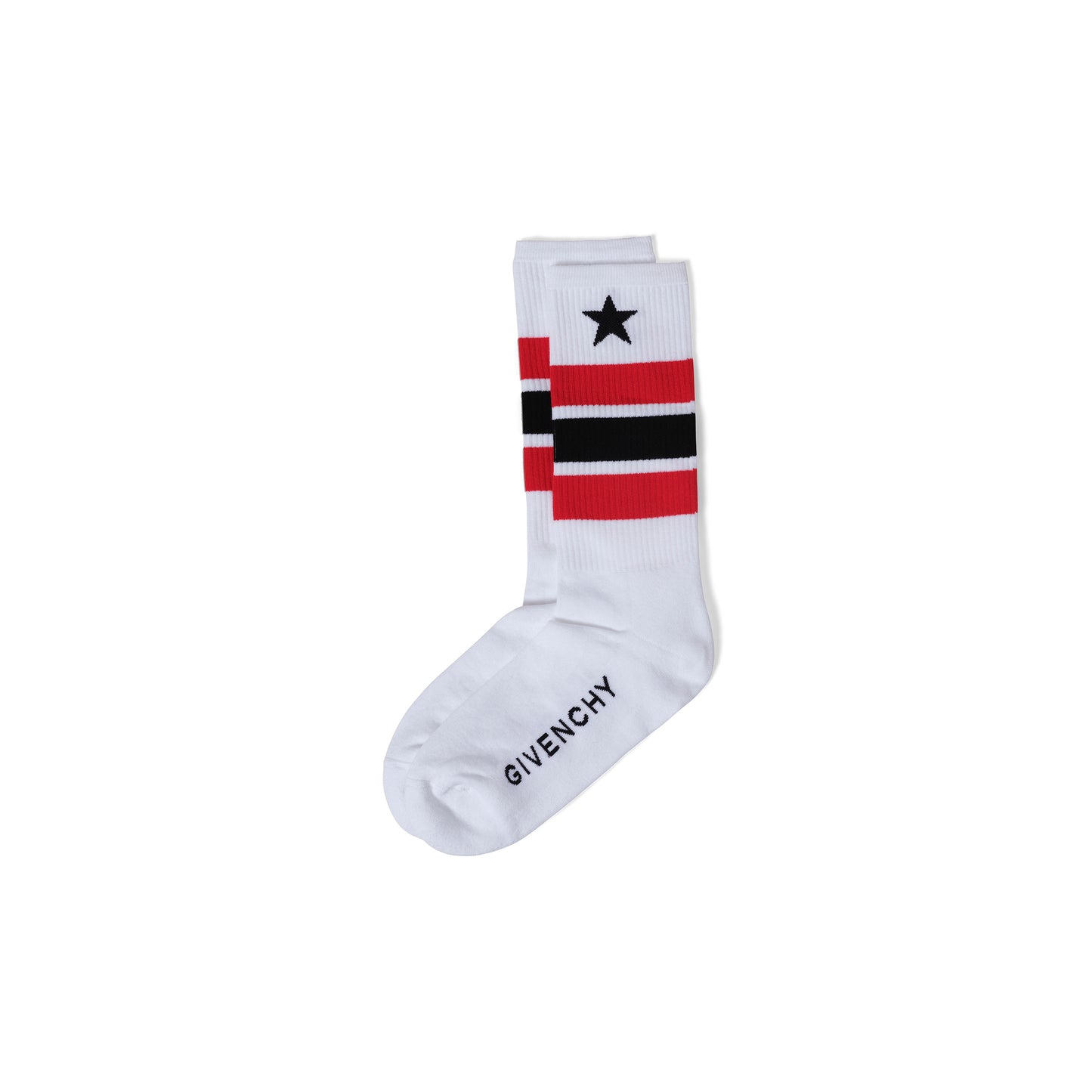 Star Socks in White/Red