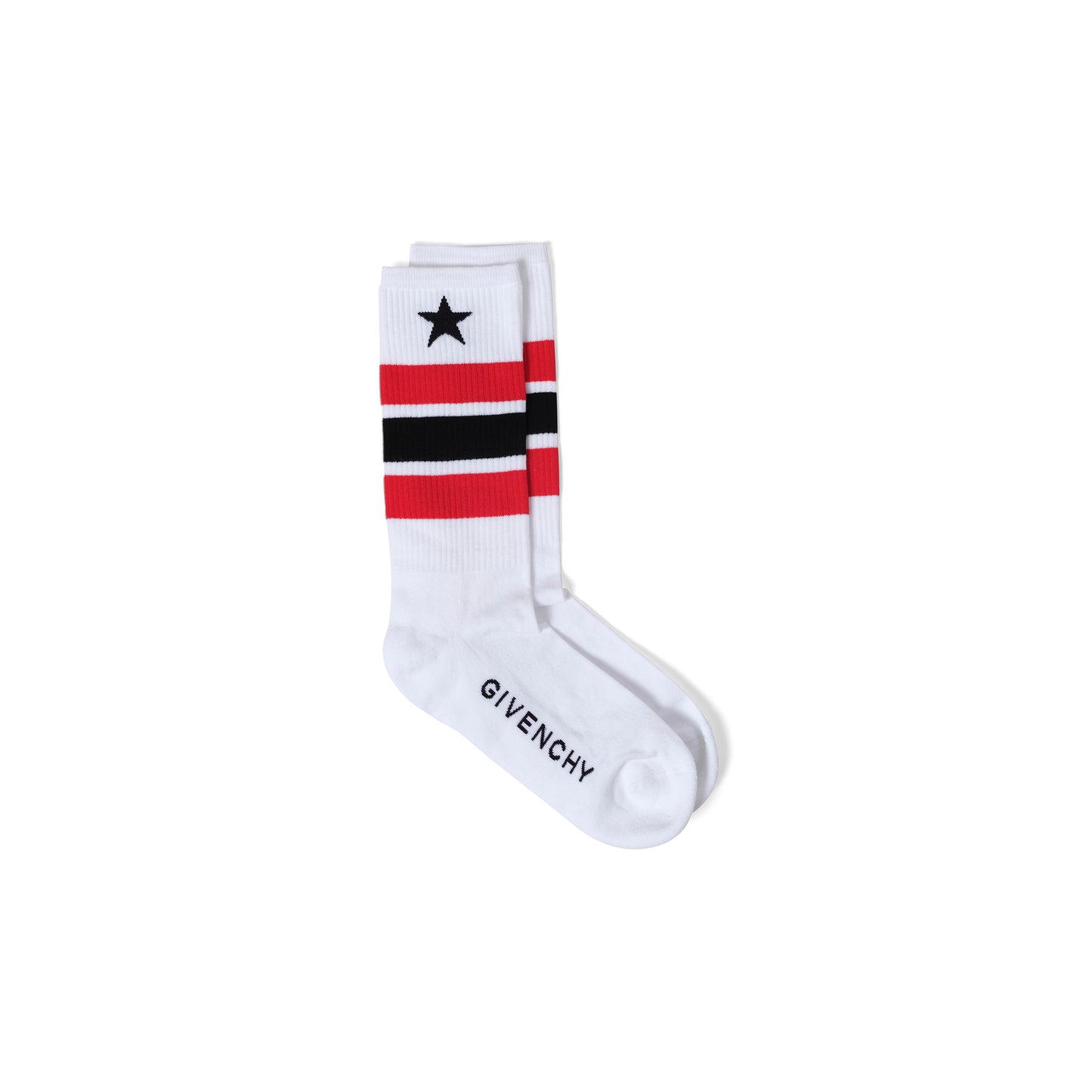 Star Socks in White/Red