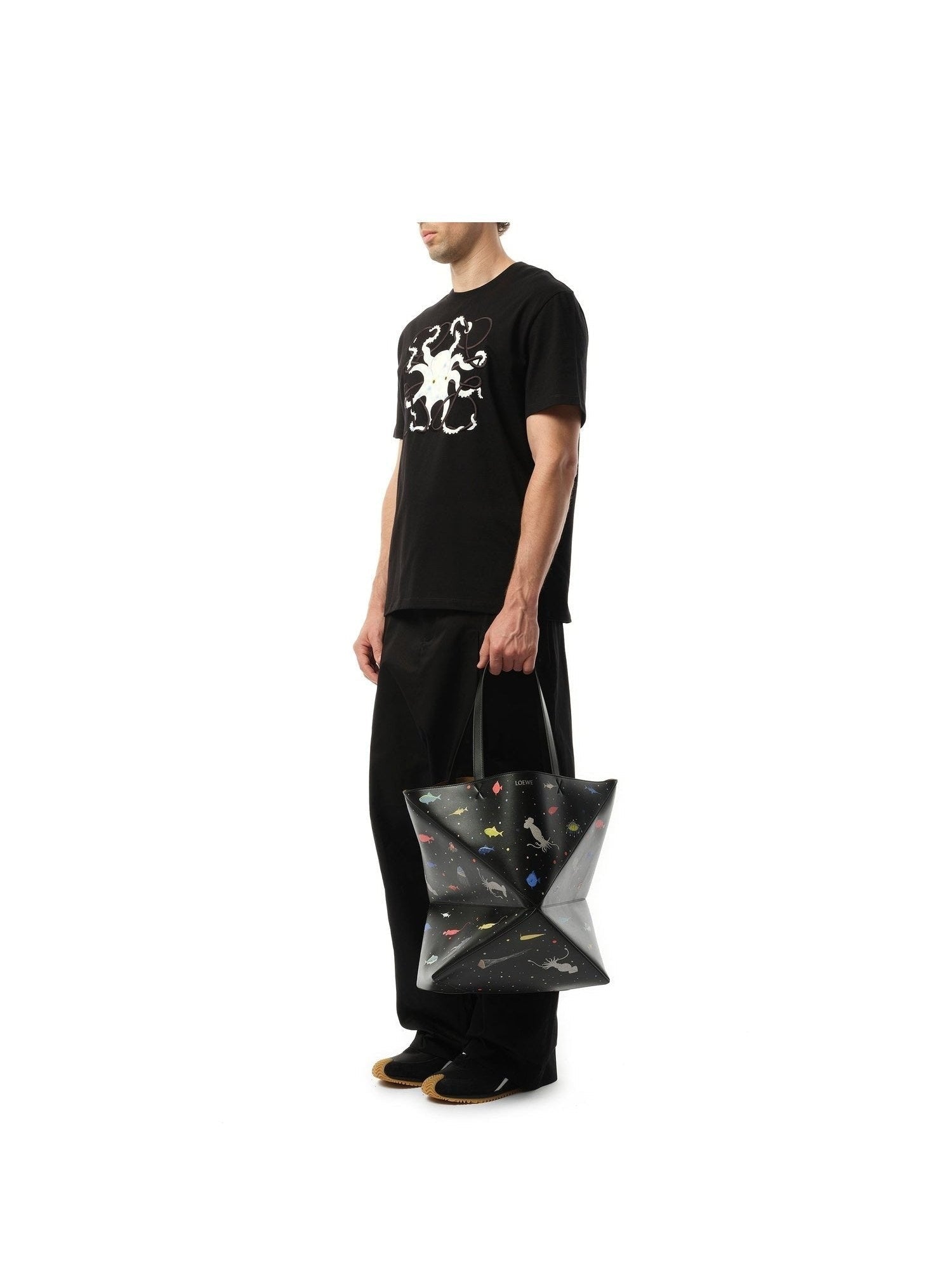 Loewe Suna Fujita Deep Sea Puzzle Fold Tote XL in Black