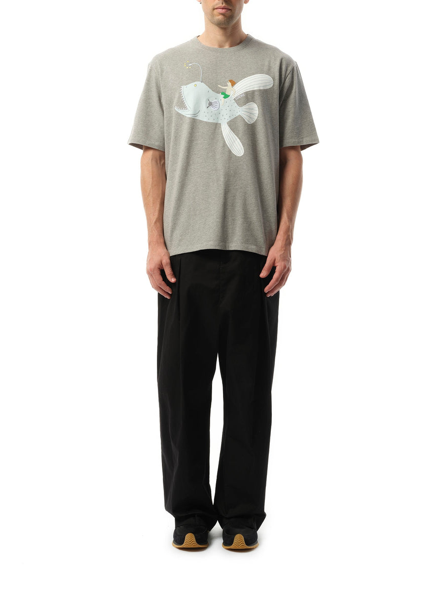 Loewe Suna Fujita Anglerfish T-Shirt in Grey Melange
