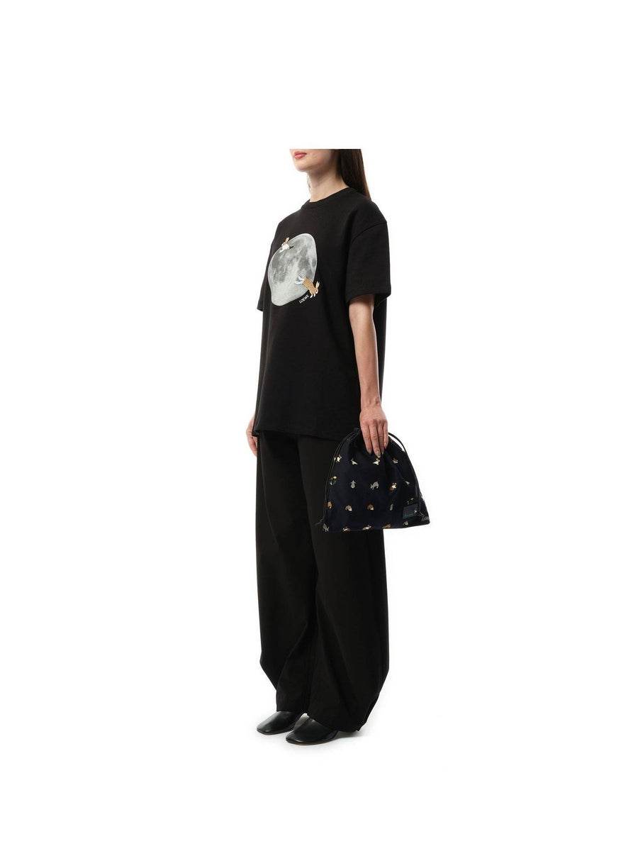 Loewe Bunnies Drawstring Pouch in Deep Navy