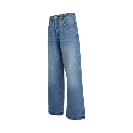 Le Denimes Large Jeans in Blue/Tabac