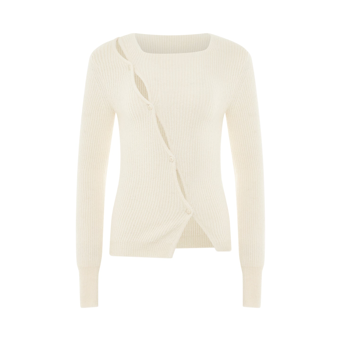 Pau Asymmetric Cardigan in Light Beige