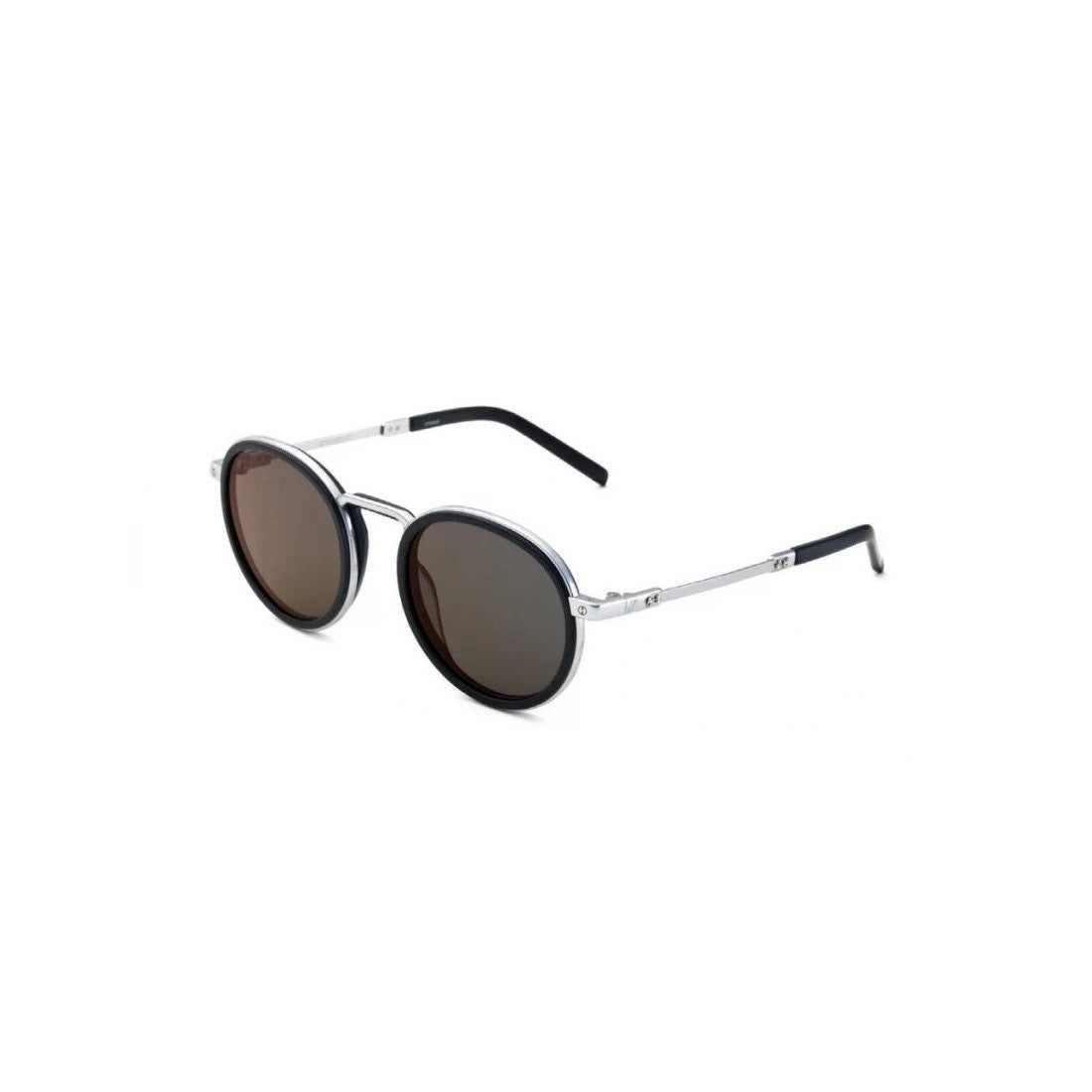 Silver Matte Rounded Sunglasses with Red Mirror Lens