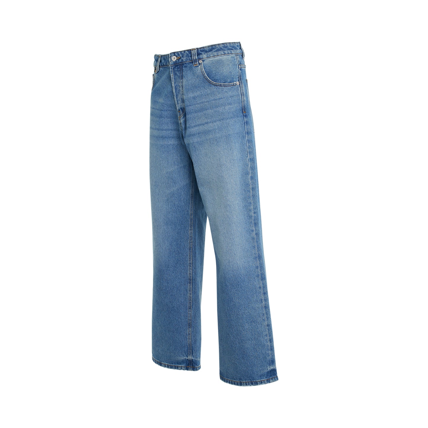 Le Denimes Large Jeans in Blue/Tabac