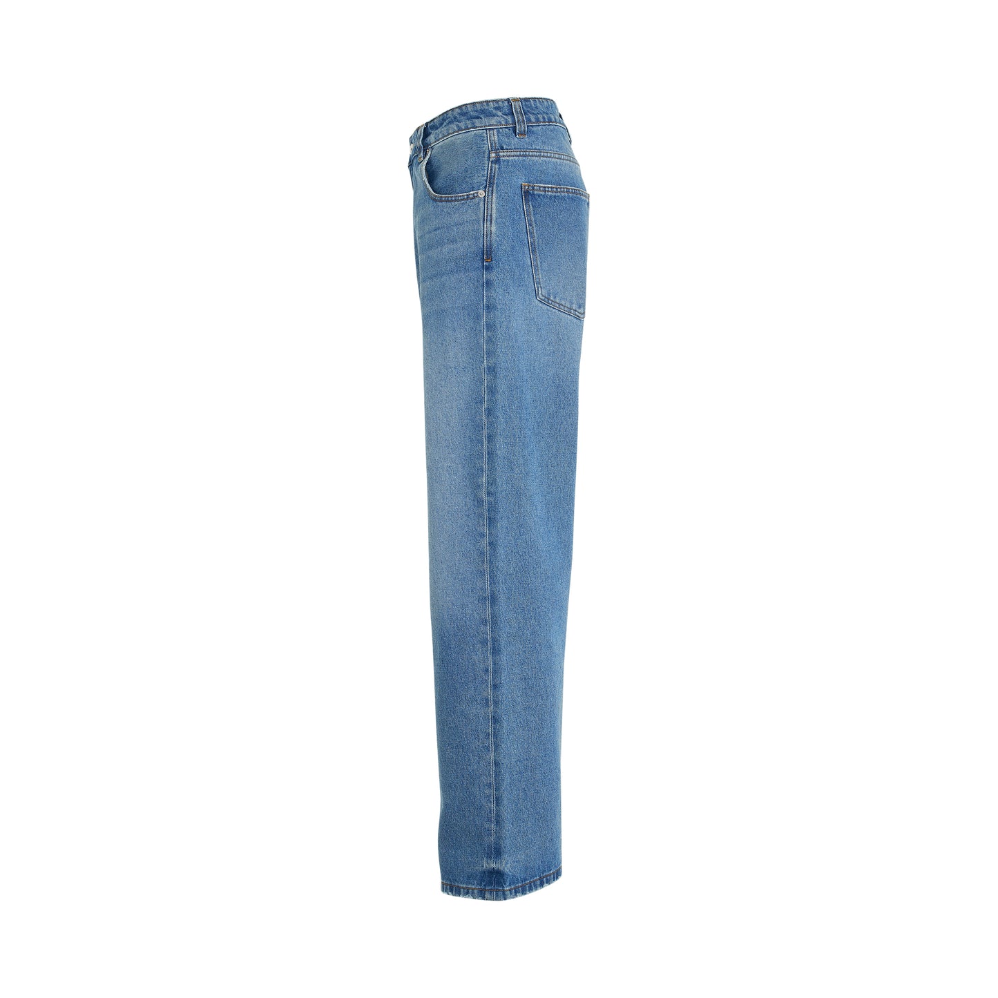 Le Denimes Large Jeans in Blue/Tabac