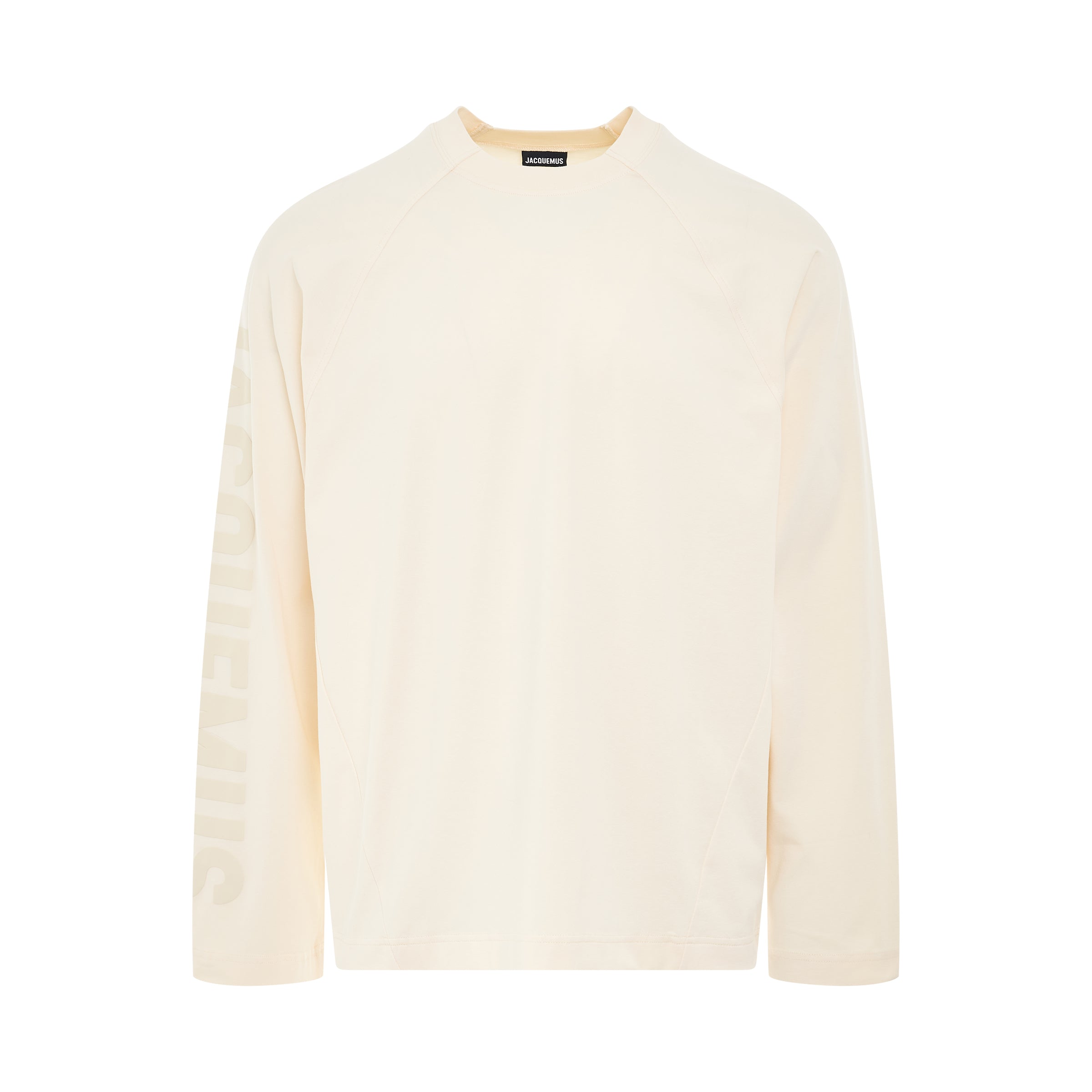 Typo Logo Long Sleeve T-Shirt in Light Beige