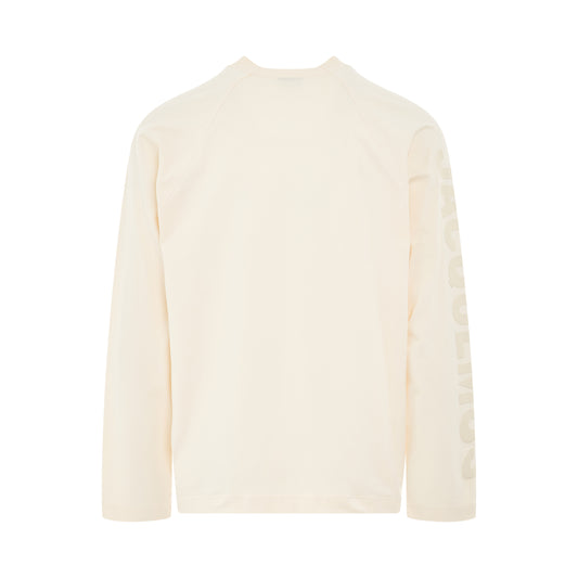 Typo Logo Long Sleeve T-Shirt in Light Beige