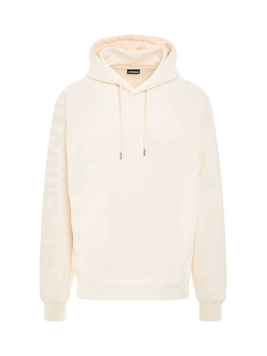 Typo Logo Hoodie in Light Beige