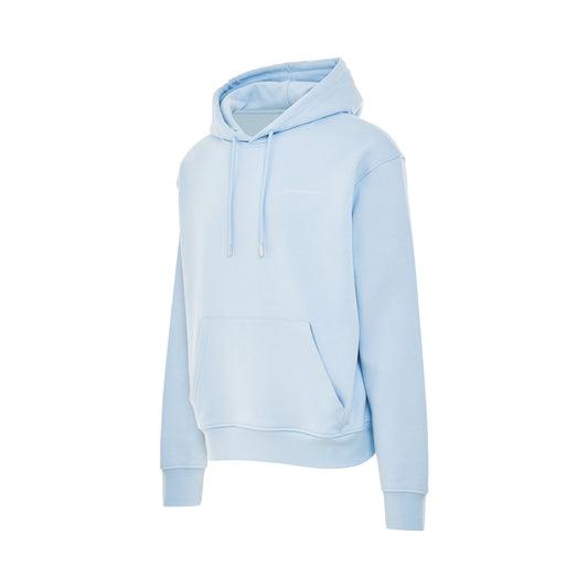 Brode Embroidered Logo Hoodie in Light Blue