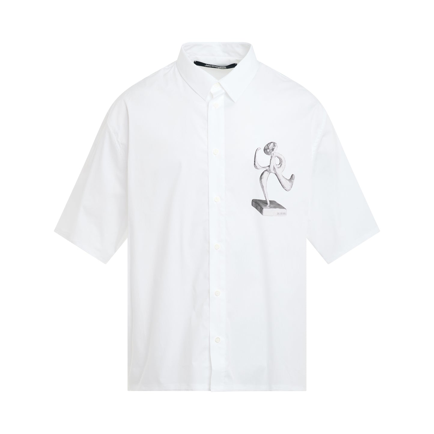Cabri Organic Statue Print Short Sleeve Shirt in Black/White