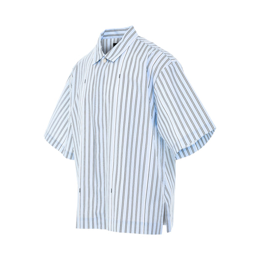 Manches Courte Short Sleeve Shirt in Blue Stripe