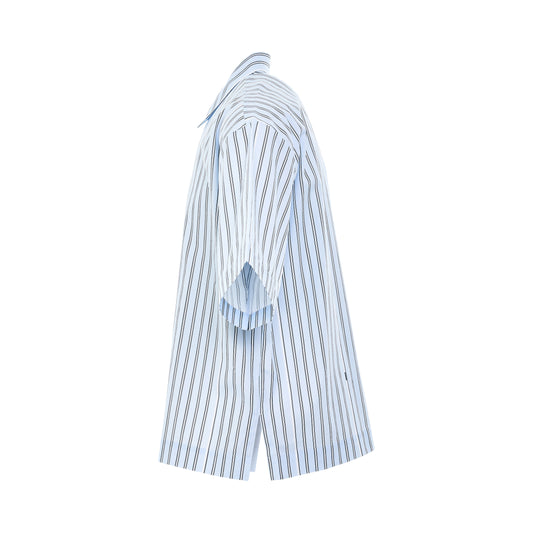 Manches Courte Short Sleeve Shirt in Blue Stripe