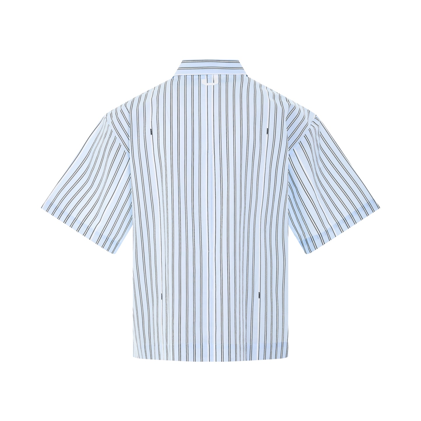 Manches Courte Short Sleeve Shirt in Blue Stripe