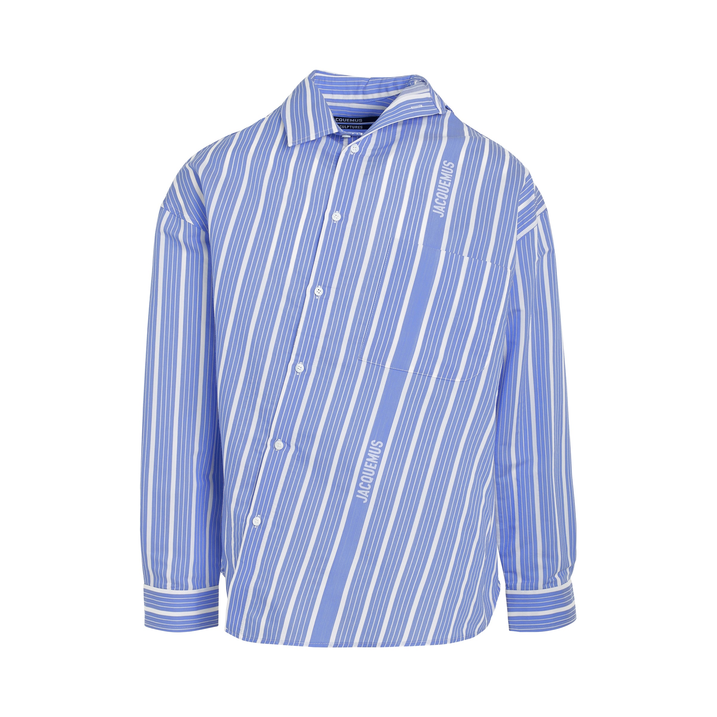 Cuadro Asymmetric Shirt in Blue Stripe