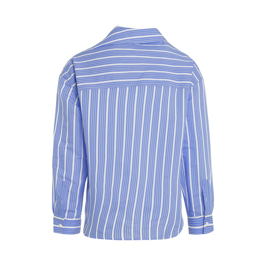 Cuadro Asymmetric Shirt in Blue Stripe