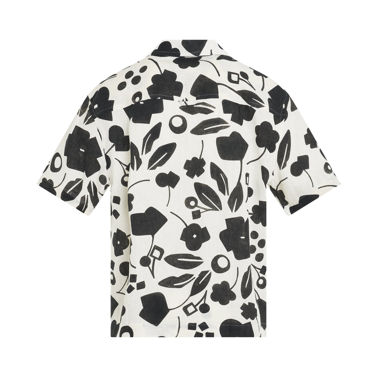 Jean Cubic Flower Print Short Sleeve Shirt in White/Black