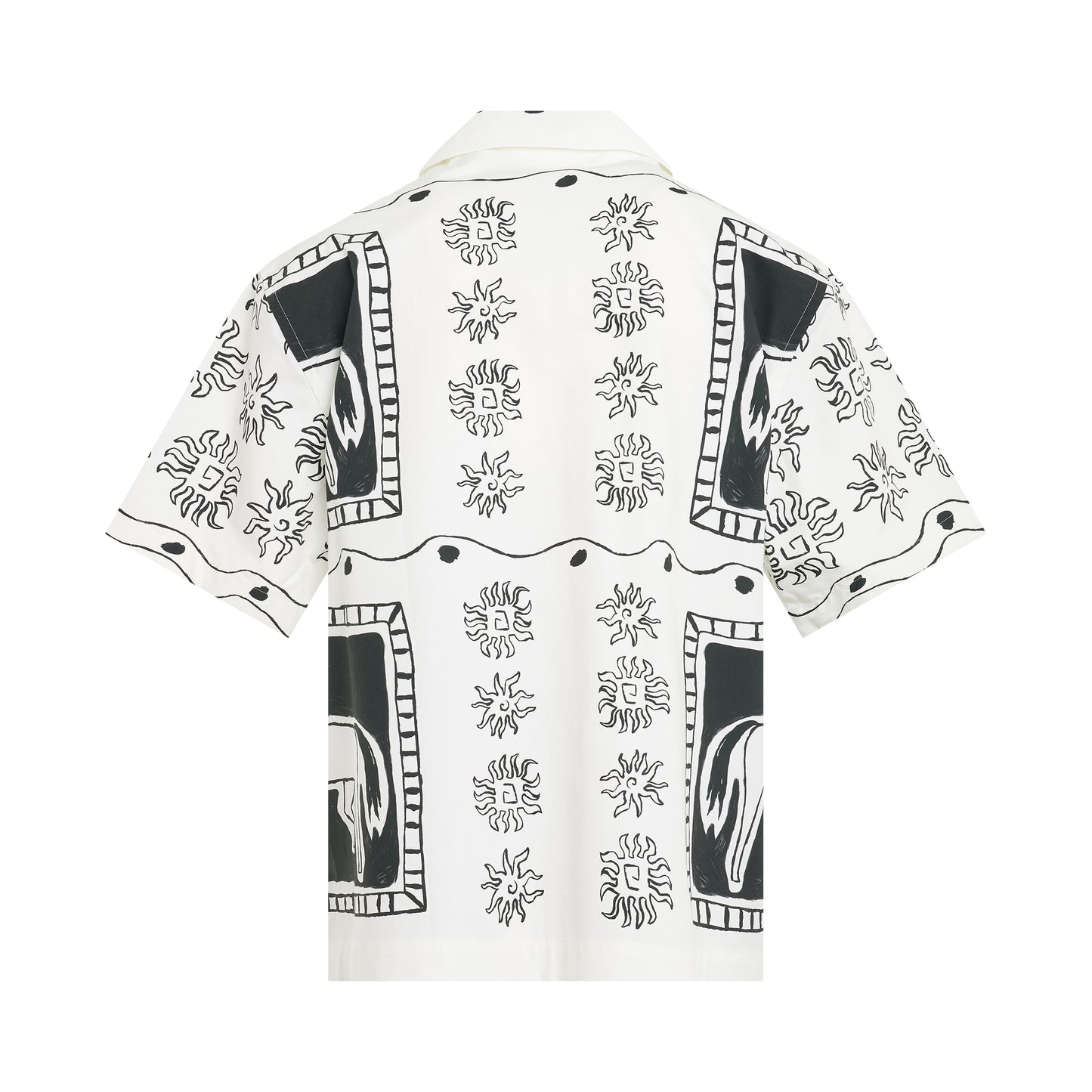 Jean Frise Horse Print Short Sleeve Shirt in White/Black