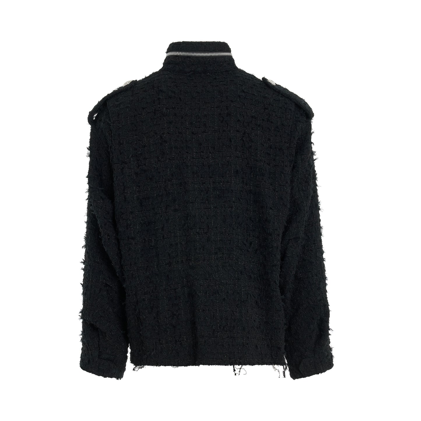 Tweed Cut-Off Field Jacket in Black