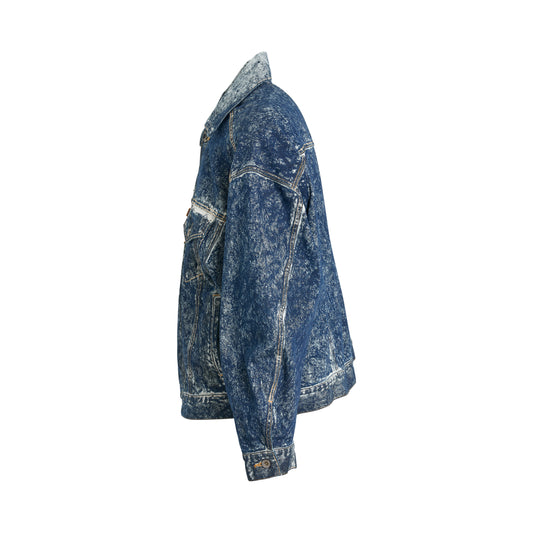 Acid Wash Denim Jacket in Indigo