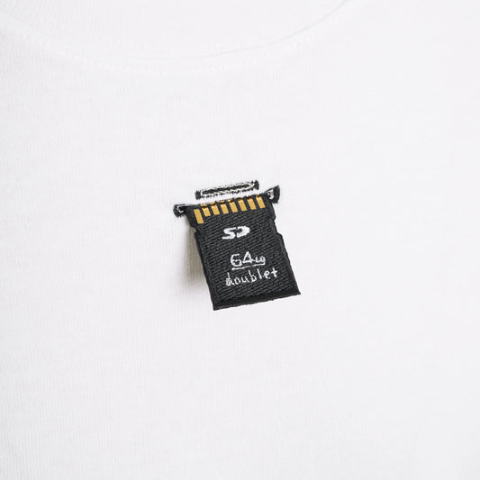 SD Card Embroidery T-Shirt in White