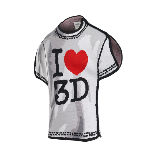 Two-Dimensional "1♡3D" T-Shirt in White