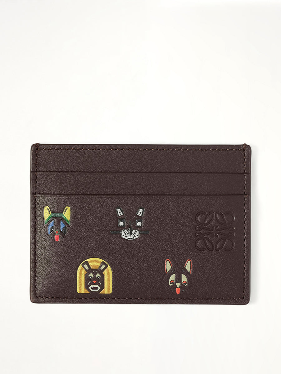 Plain Cardholder Allover Cats in Brown