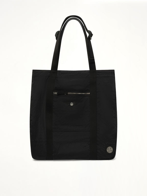 920001 Coated Nylon Tote Bag in Black