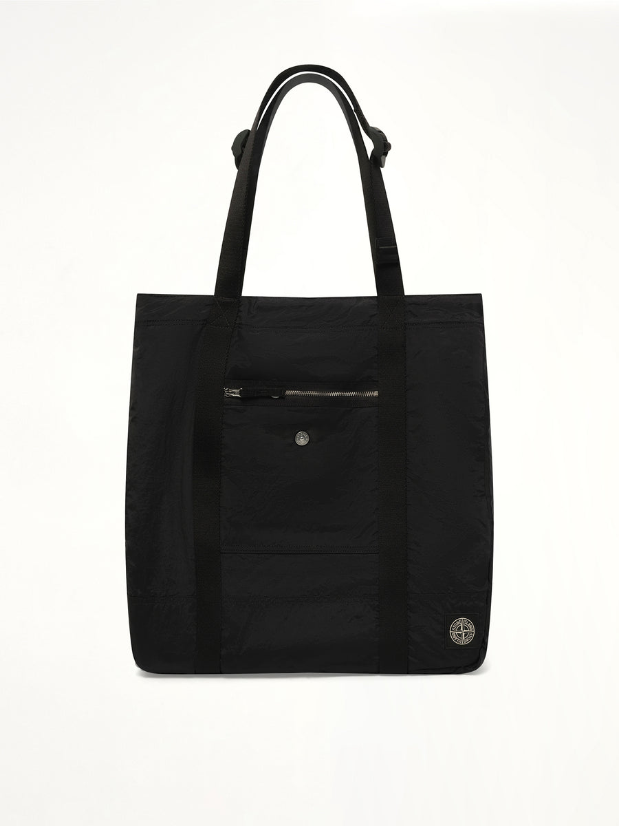 920001 Coated Nylon Tote Bag in Black