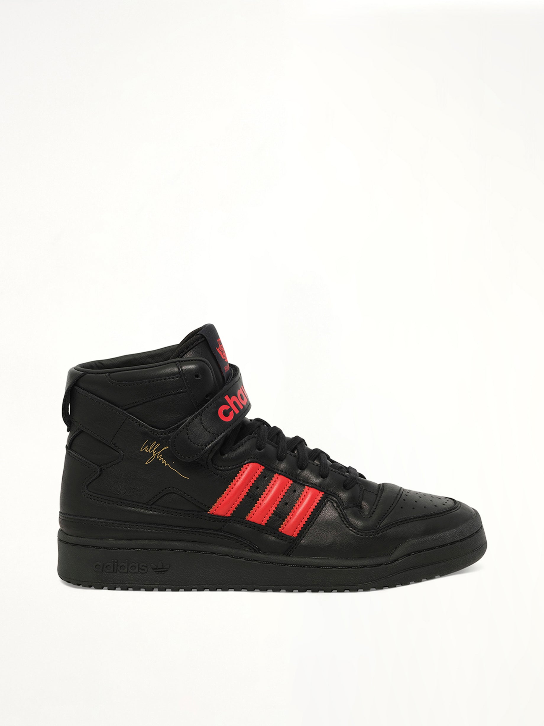 Adidas X Chavarria Forum High in Black/Red Side View | WILLY CHAVARRIA