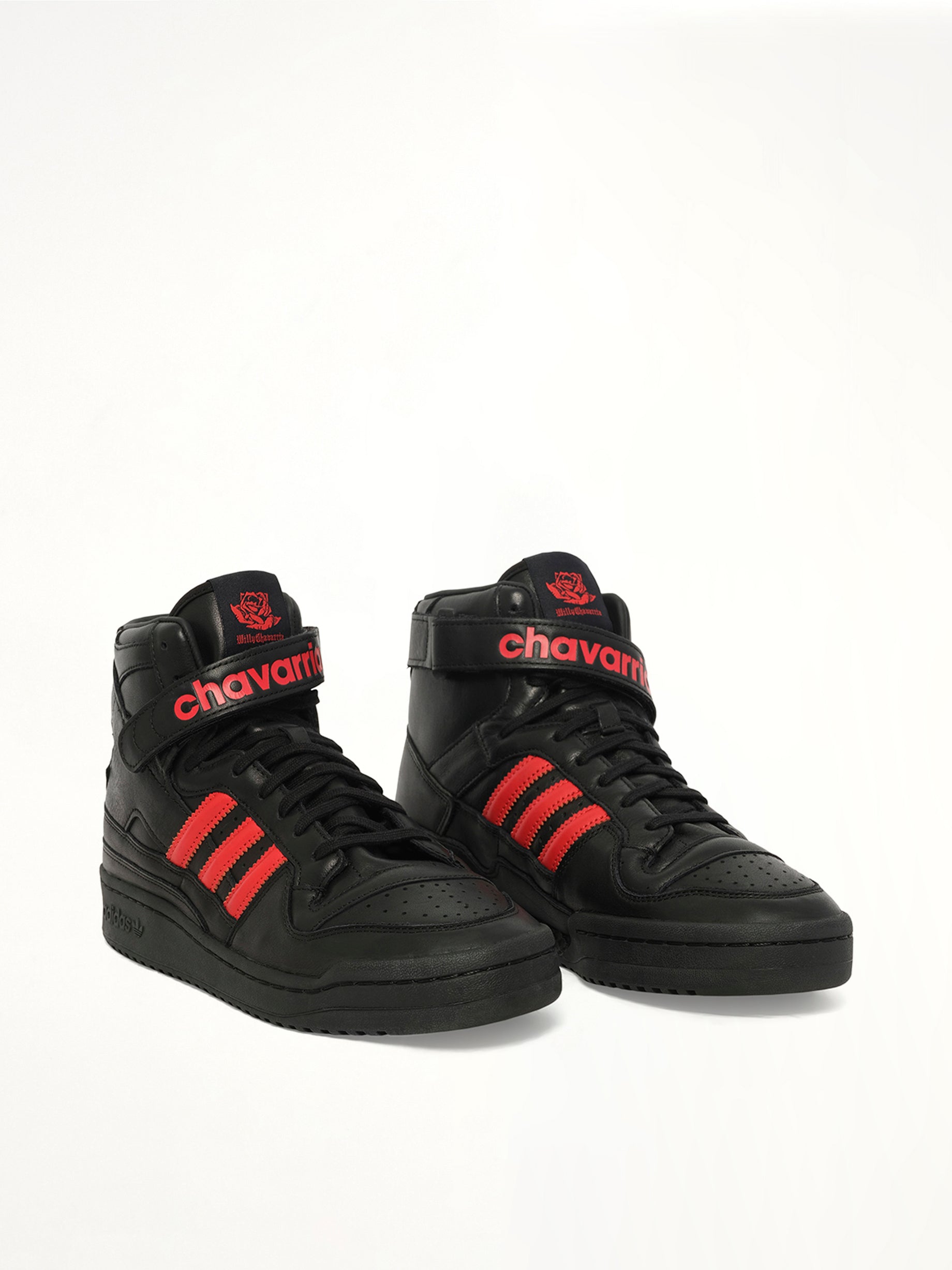 Adidas X Chavarria Forum High in Black/Red Front View | WILLY CHAVARRIA