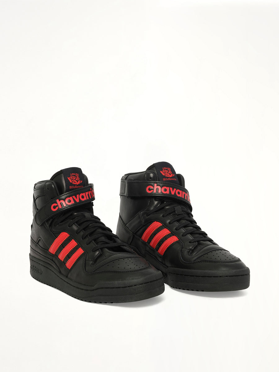 Adidas X Chavarria Forum High in Black/Red Front View | WILLY CHAVARRIA